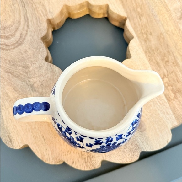 Vintage Handmade Polish Blue Grapes Ceramic Pitcher - Picture 3 of 6